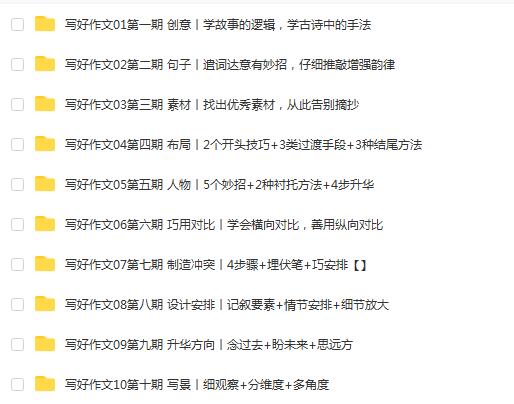 给孩子的写作课，12期网盘资料，提升写作能力！