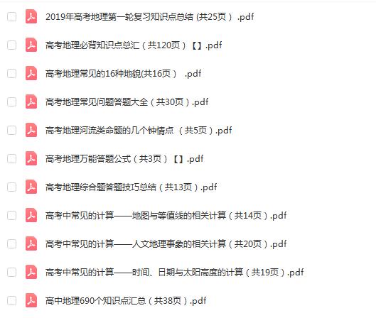 高中地理知识点集锦推荐【PDF文档】