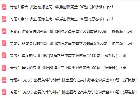 2021版跳出题海之高中数学必做黄金100题