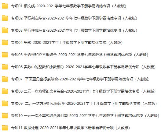 人教版2020-2021学年七年级数学下册学霸培优专项