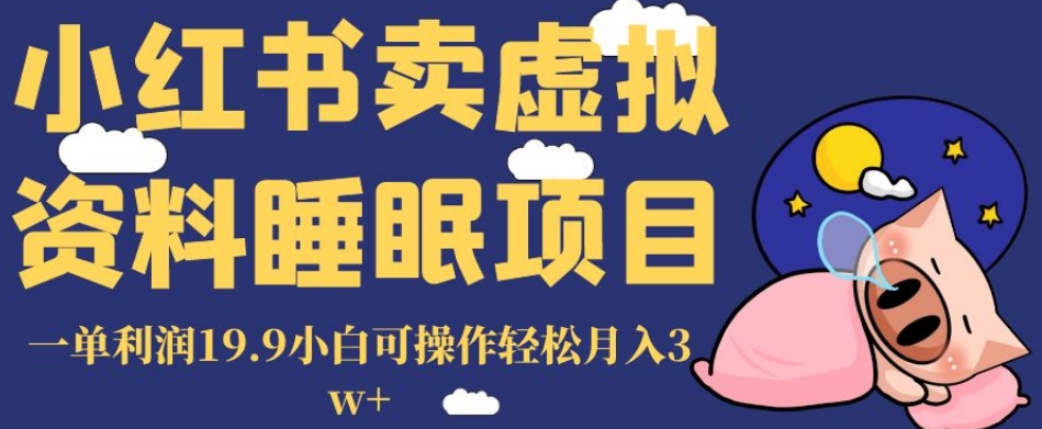 小红书卖虚拟睡眠资料项目：一单19.9元利润，小白也能轻松月入3w+！揭秘成功秘诀！