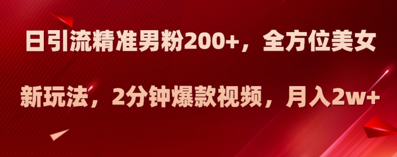 精准引流200+男粉的美女新玩法：2分钟爆款视频！揭秘成功策略！