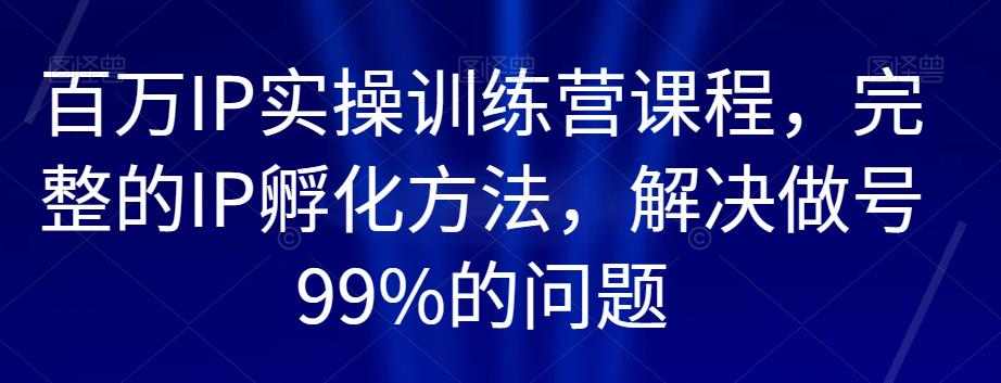【百万IP实操课程】完整IP孵化方法，解决做号99%的问题