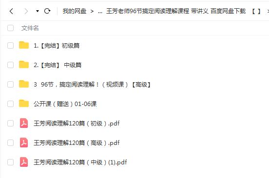 王芳老师96节搞定阅读理解课程带讲义