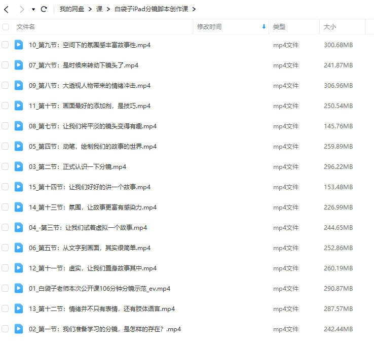 【iPad分镜脚本创作教学百度网盘】白袋子iPad分镜脚本创作课2022年