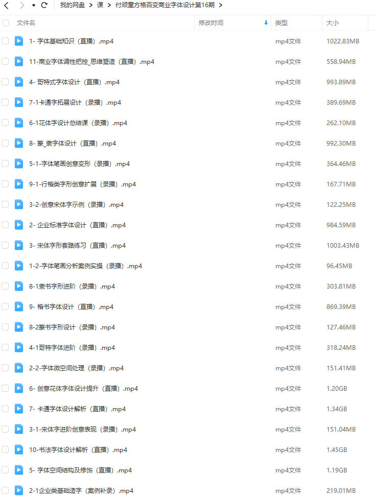 【商业字体设计教学百度网盘】付顽童商业字体设计第16期2022年12月结课