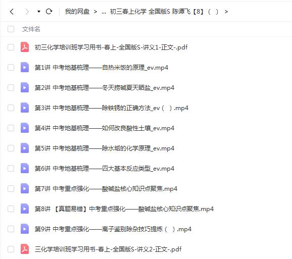 陈谭飞2023初三春上化学全国版S