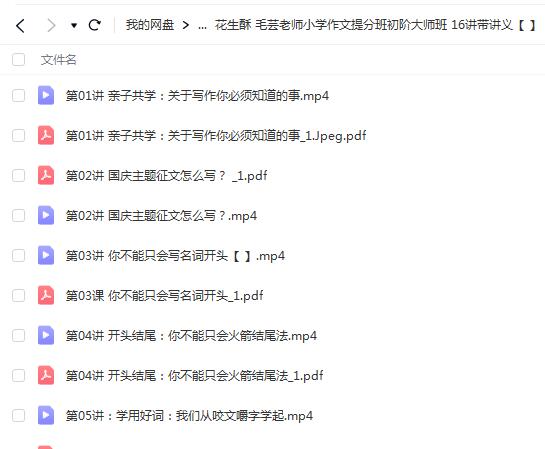 毛芸老师作文提分班初阶大师班16讲带讲义