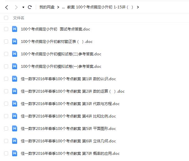 100个考点搞定小升初，1-15讲详尽解析（word文档）