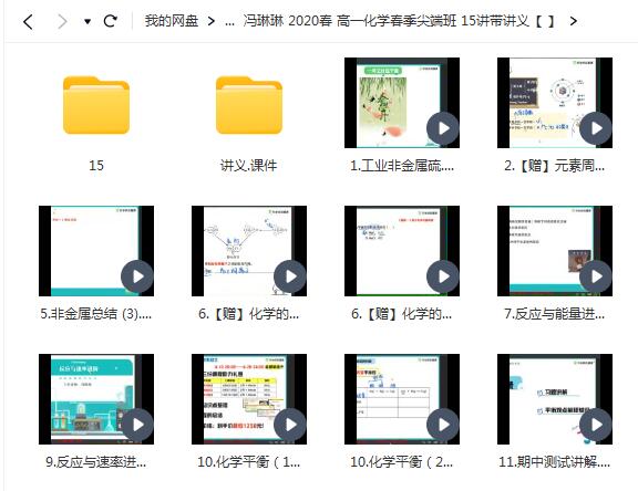 冯琳琳 2020春 高一化学春季尖端班 15讲带讲义