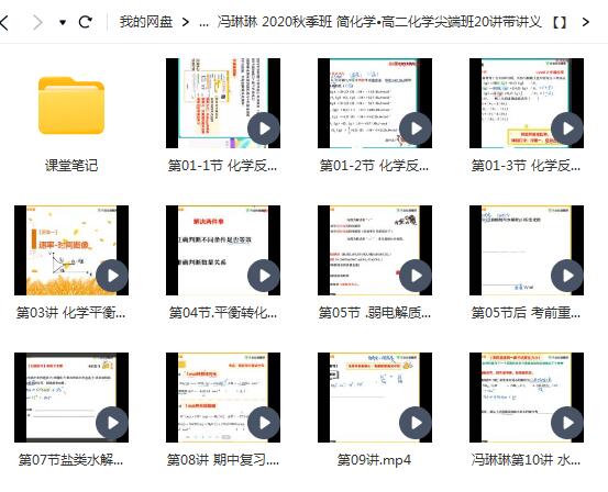 冯琳琳 高中化学 2020秋季班 简化学?高二化学尖端班20讲带讲义