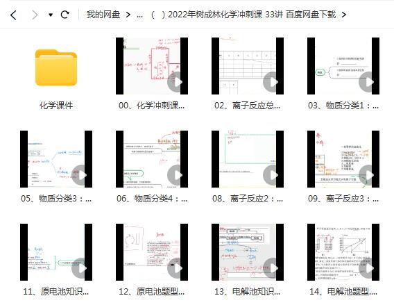 2022年树成林化学冲刺课网课33讲