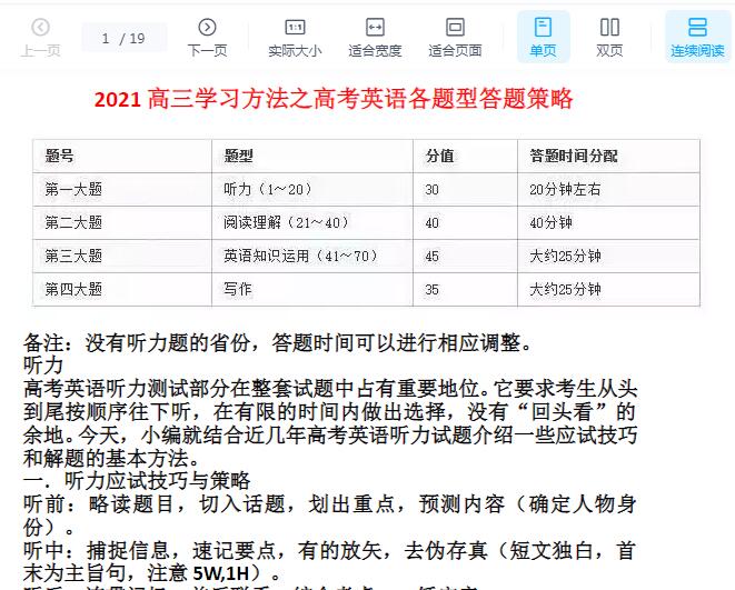 2021高三学习方法之高考英语各题型答题策略Word文档